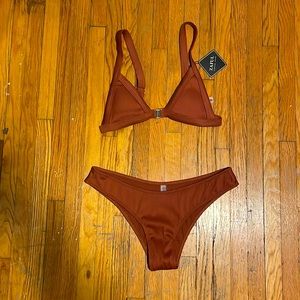 Zaful Triangle Bikini Set Rusty Brown Medium